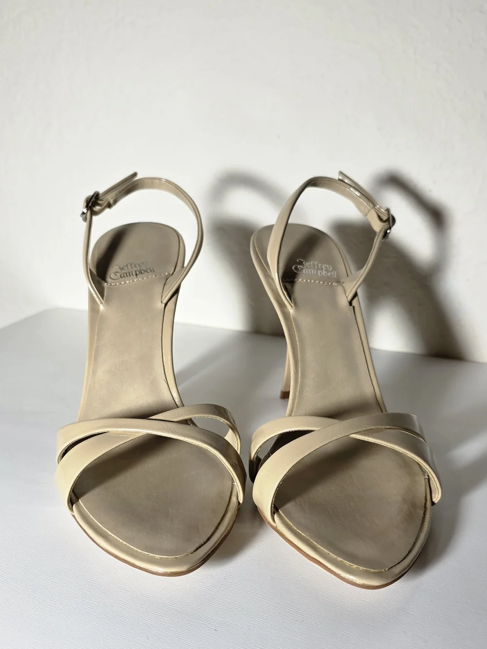 Jeffrey Campbell Women's Natural Marielle Slingback Sandal Size 7 Leather Heeled